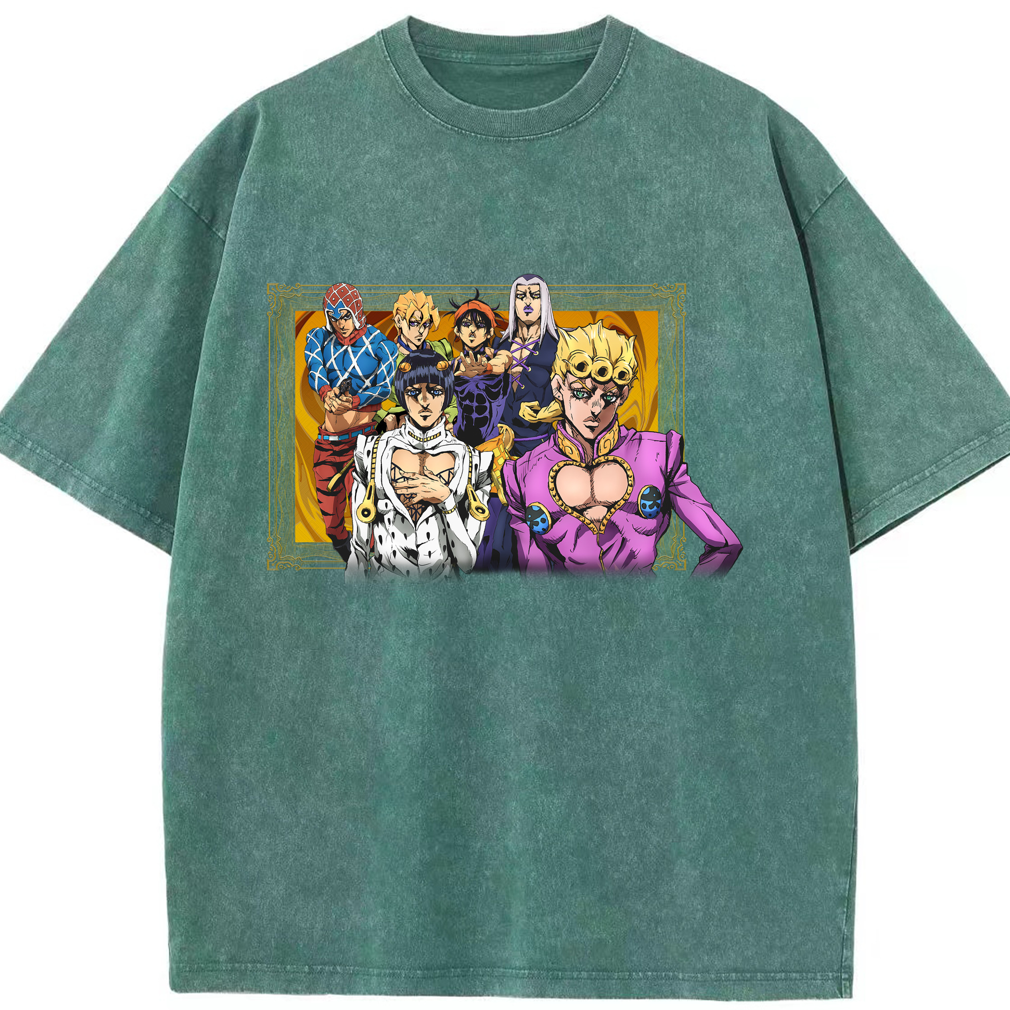 （画像用） ジョジョの奇妙な冒険 ジョルノ?ジョバァーナ JoJo's Bizarre Adventure Giorno Giovanna 綿100% ヴィンテージ風 半袖Tシャツ（フロントプリント）